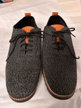 Cole Haan ZEROGRAND  STICHLITE GRAY lightweight shoes with Tan Leather Tongue.